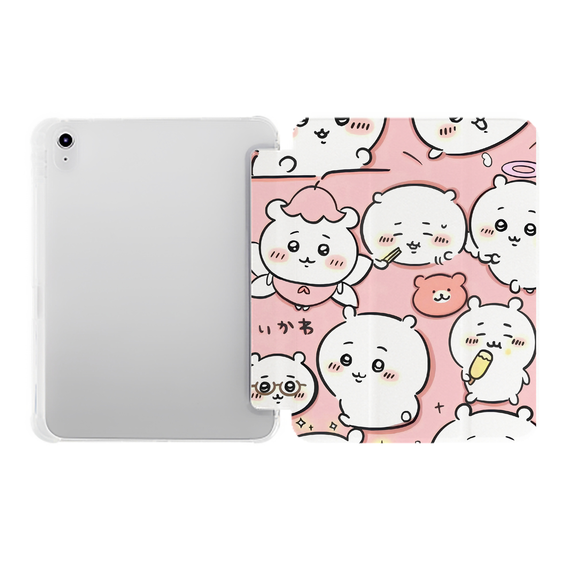（画像用） ちいかわ Chii-kawa IPad ケース ペン収納付き 三つ折りスタンド PUレザー×シリコン 対応機種9.5/10.5/10.9インチ